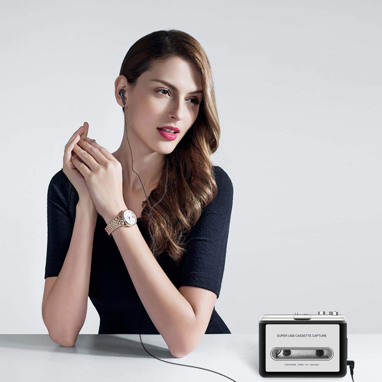 Reshow Walkman Cassette Tape Player – Portable Tape Player Audio Cassette to Digital Converter – Compatible with Laptops and Personal Computers – Convert Cassette Tape Recorder to IPod Format (Silver)