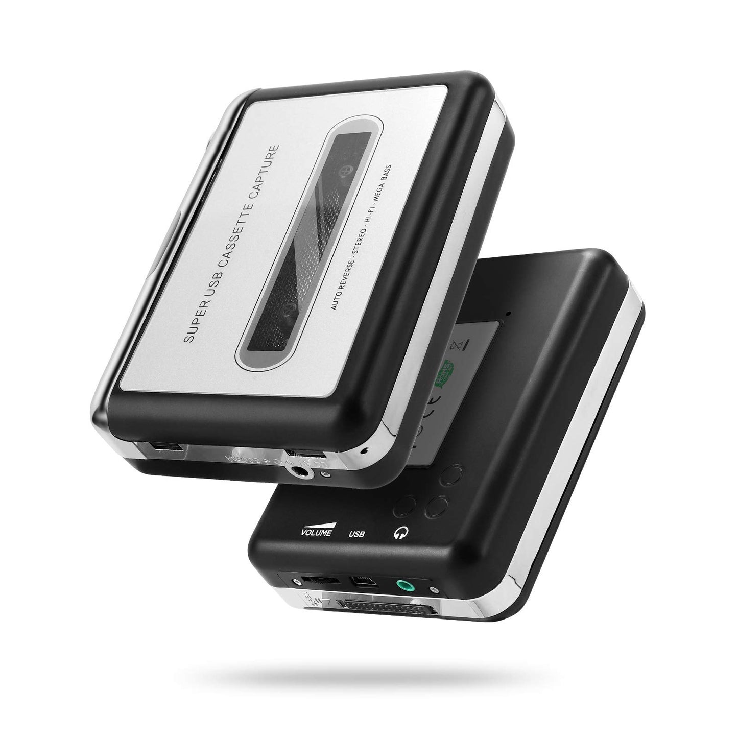 Reshow Walkman Cassette Tape Player – Portable Tape Player Audio Cassette to Digital Converter – Compatible with Laptops and Personal Computers – Convert Cassette Tape Recorder to IPod Format (Silver)