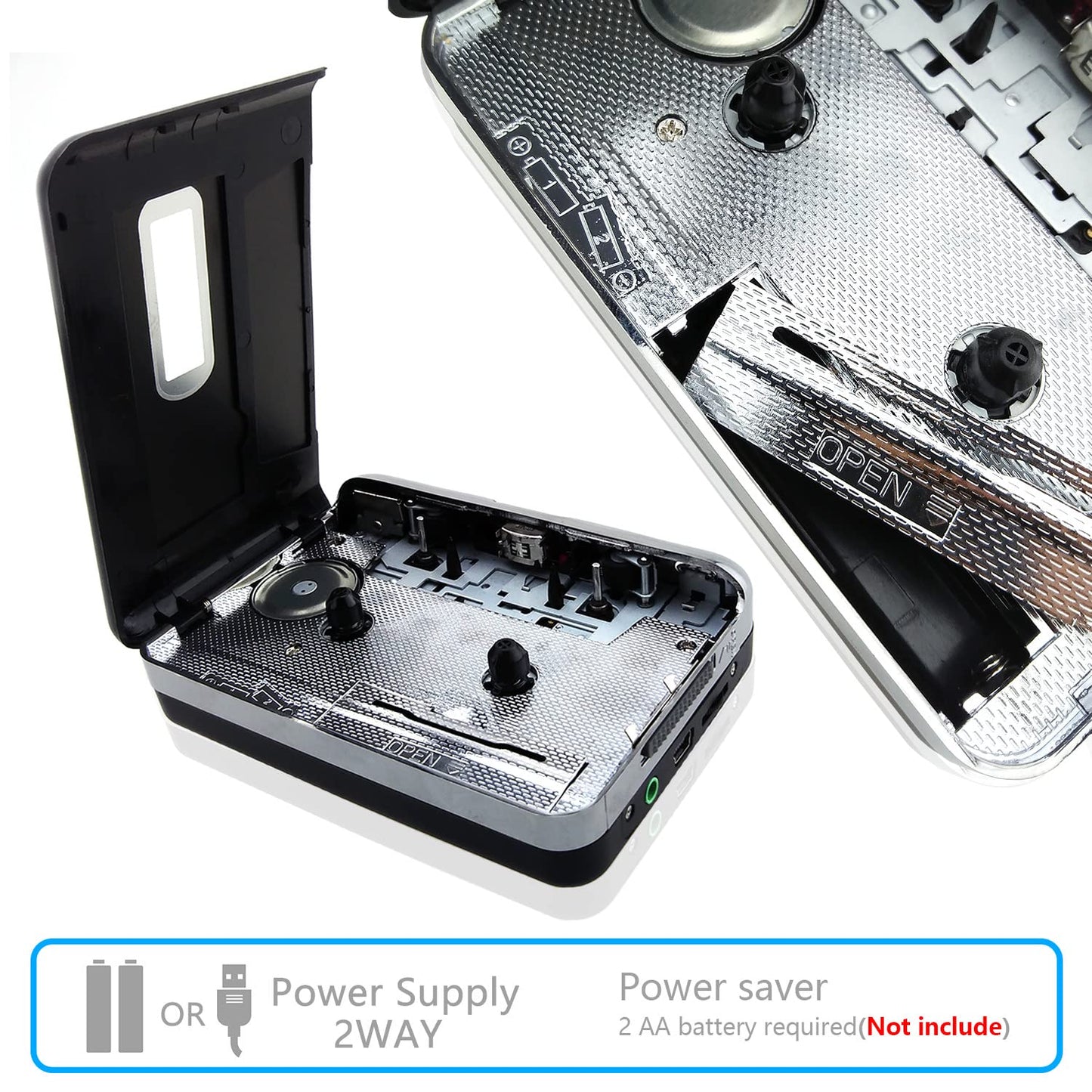 Reshow Walkman Cassette Tape Player – Portable Tape Player Audio Cassette to Digital Converter – Compatible with Laptops and Personal Computers – Convert Cassette Tape Recorder to IPod Format (Silver)