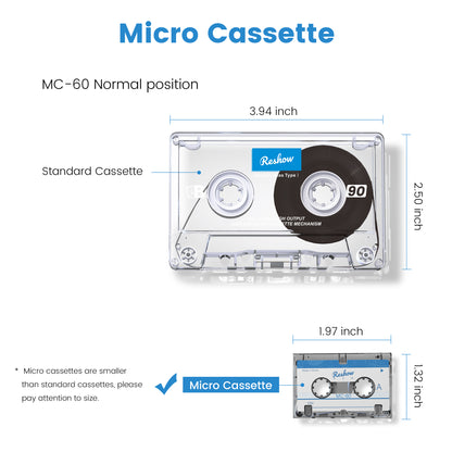 Reshow Blank Microcassette Recording Tapes 60-Min for Lectures & Seminars – 3-Pack