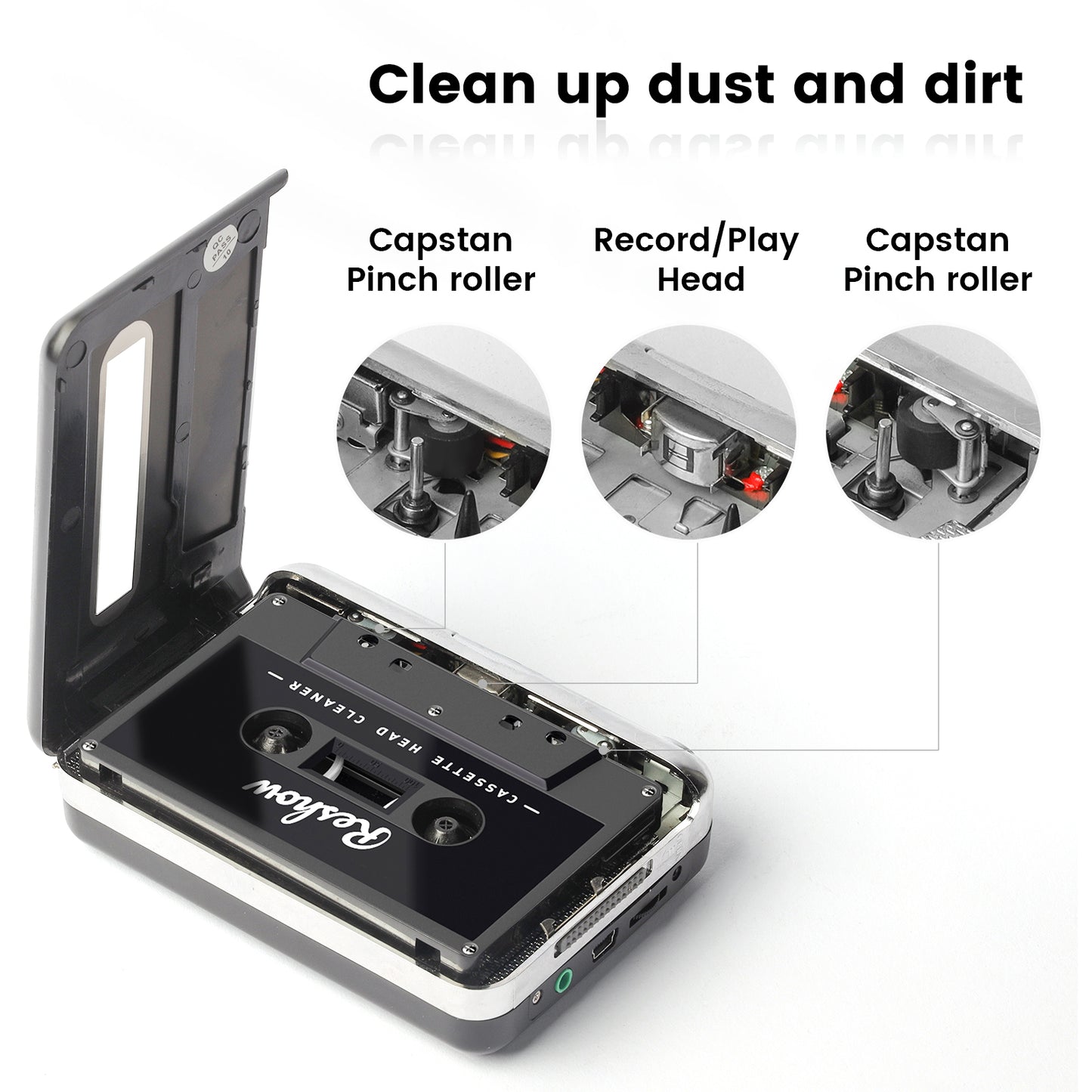 Reshow Audio Tape Cassette Head Cleaner with/ 1 Cleaning Fluids Care Wet Maintenance Kit for Cassette Tape Player/Boombox/Deck/Recorder (1 Bottles of Cleaning Fluid)