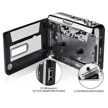 Reshow Portable Cassette Player USB to MP3 Converter, Tape Digital Converter, Built-in Speaker, White