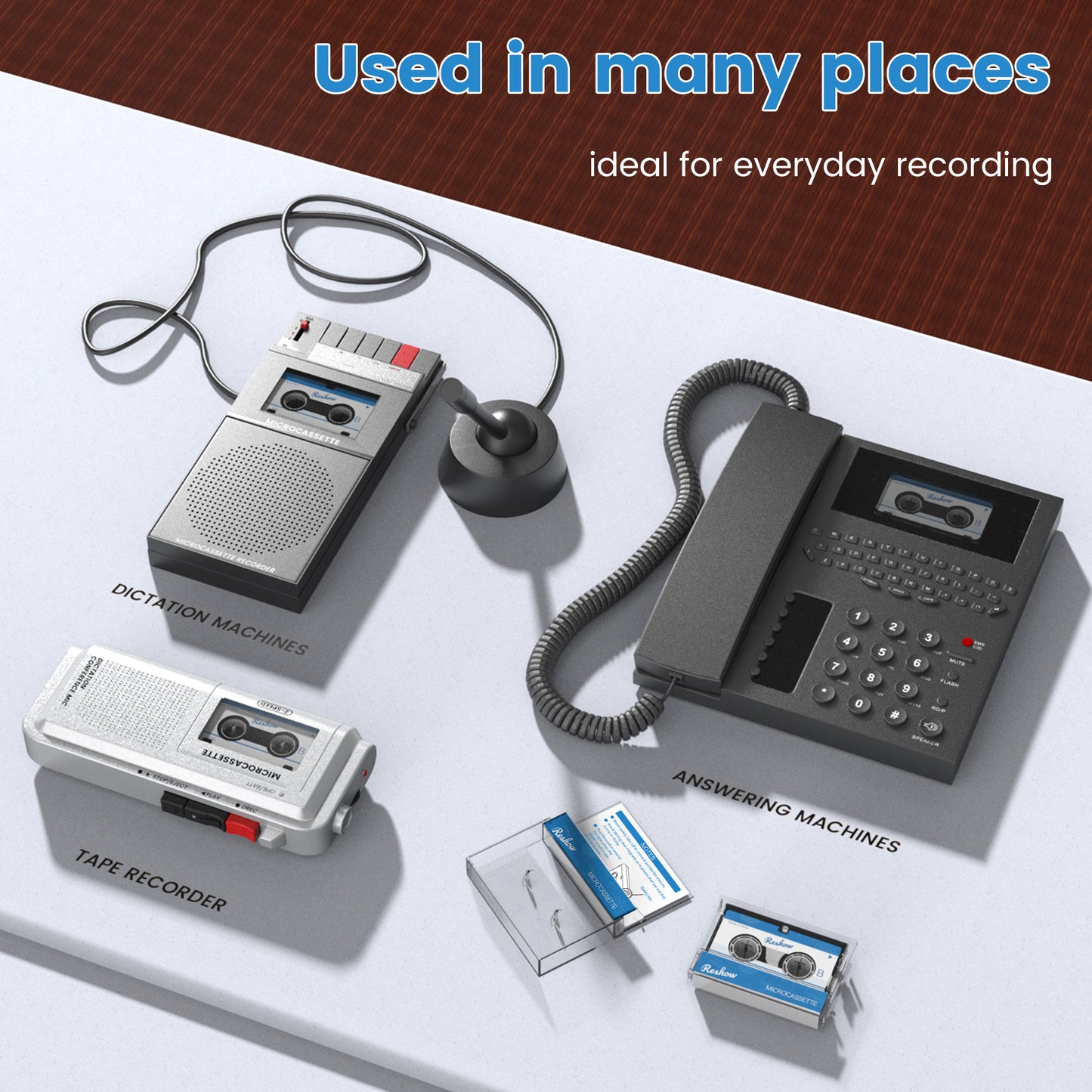 Reshow Blank Microcassette Recording Tapes 60-Min for Lectures & Seminars – 3-Pack
