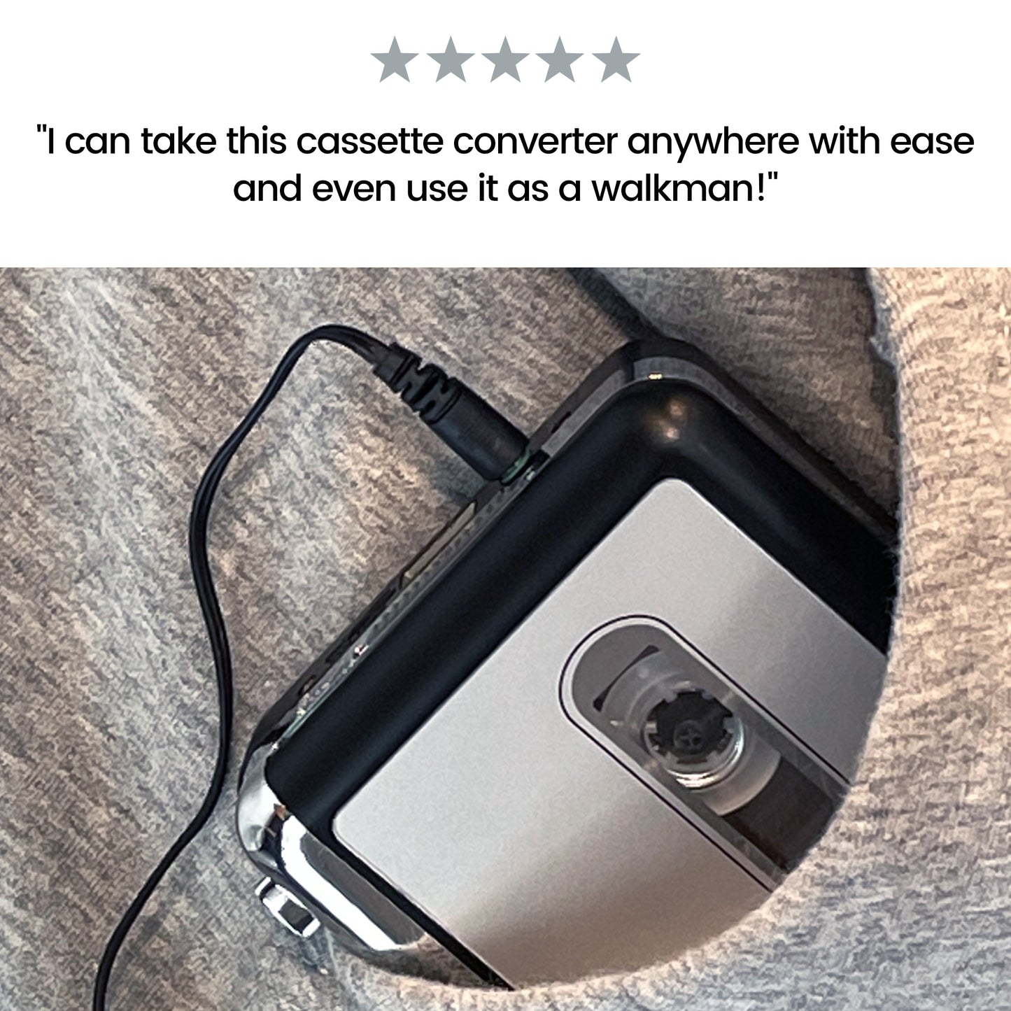 Reshow Portable Cassette Player USB to MP3 Converter, Tape Digital Converter, Built-in Speaker, White