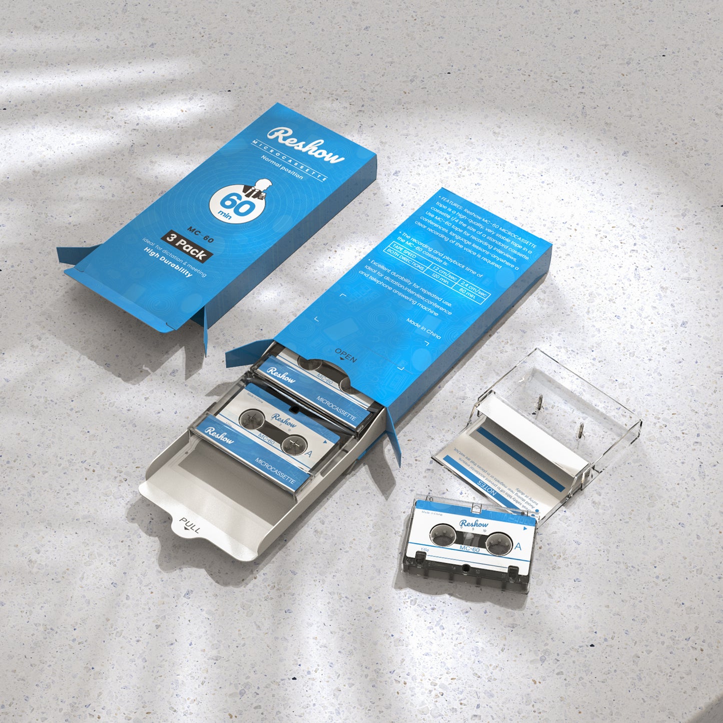 Reshow Blank Microcassette Recording Tapes 60-Min for Lectures & Seminars – 3-Pack