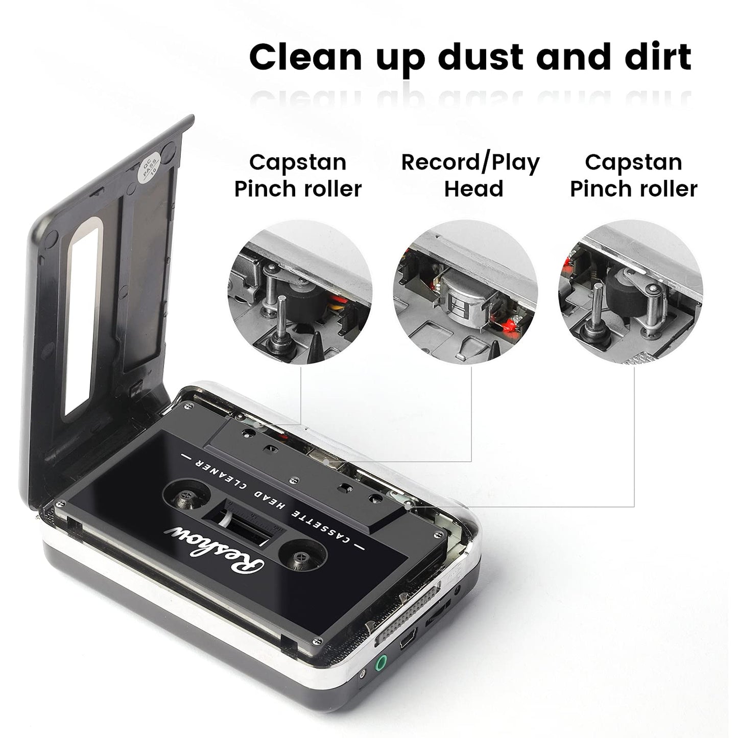 Reshow Audio Tape Cassette Head Cleaner with 2 Cleaning Fluids Care Wet Maintenance Kit for Cassette Tape Player/Boombox/Deck/Recorder