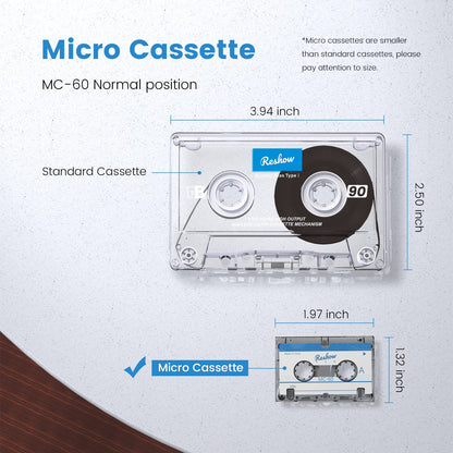Reshow Dictating Microcassette - Micro Cassette Tapes Blank for Recording MC-60 Minutes Suited for Lectures and Seminars -3 Pack