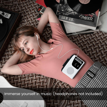 Reshow Portable Walkman Cassette Tape Player with Built-in Speaker and Headphone Jack, USB C Cassette to MP3 Converter, Reverse Recording to Tape, Cassette Tape Recorder, Full Stereo Sound-White