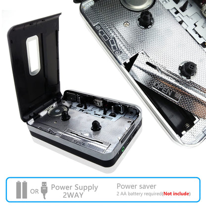 Reshow Walkman Cassette Tape Player – Portable Tape Player Audio Cassette to Digital Converter – Compatible with Laptops and Personal Computers – Convert Cassette Tape Recorder to IPod Format (Silver)