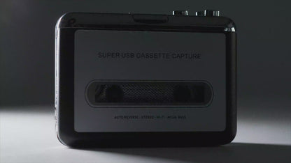 Reshow Cassette Player – Portable Tape Player Captures MP3 Audio Music via USB – Compatible with Laptops and Personal Computers – Convert Walkman Tape Cassettes to iPod Format (Black)